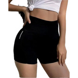 Short Negro Liso Sin Costura Seamless Importado Sin Frunce