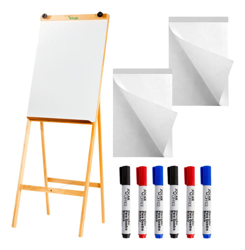 Cavalete Flip Chart Quadro + 2 Blocos De Folhas + 6 Pinceis