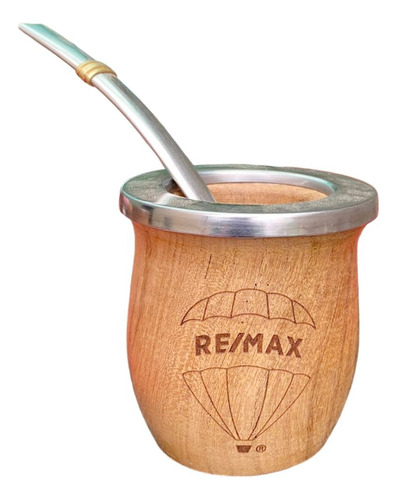 Mate Madera Virola Grabado Logo Personalizado Bombilla 