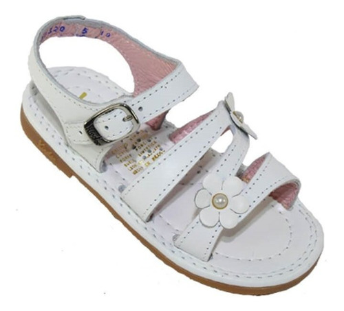 Sandalias Casuales Kinder Niña Blanco Piel 6615