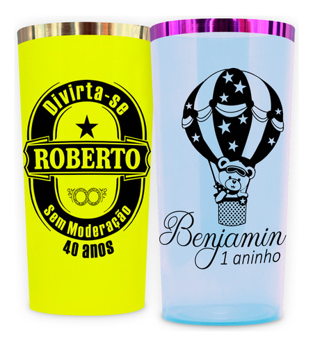 100 Long Drink 320ml Com Borda Metalizada Personalizados