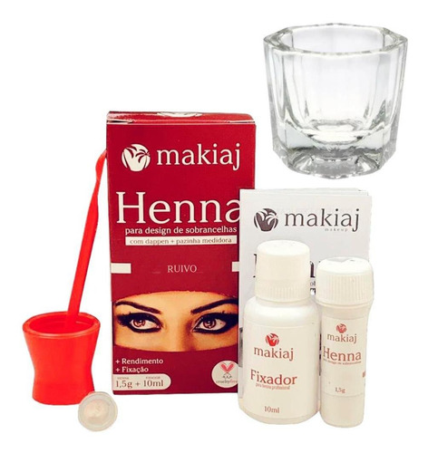 Henna Makiaj Sobrancelha Fixação Rendimento + Copinho Dappen