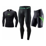 Kit Bermuda Ciclista + Calça E Camisa Térmica C/ Proteção Uv