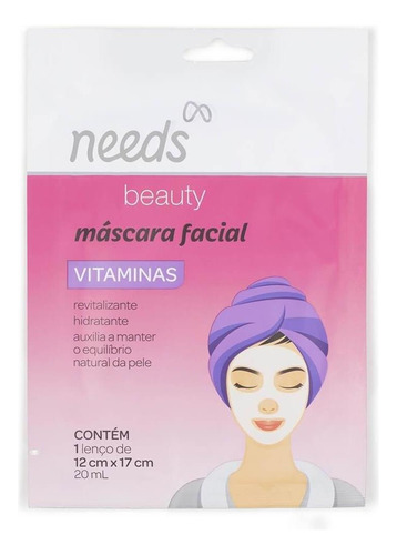 Máscara Facial Needs Beauty Vitaminas Com 1 Unidade Tipo De Pele Mista