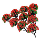 10 Piezas Modelo Árboles De Flor Para De Diorama Rojo Rojo