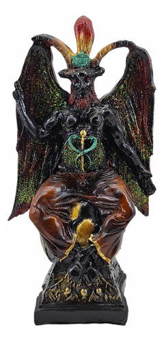 Diablo Negro Figura Con Pata De Gallo, Cabra, Resina 28 Cm