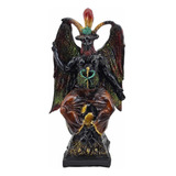 Diablo Negro Figura Con Pata De Gallo, Cabra, Resina 28 Cm