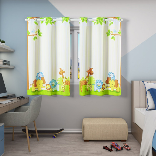 Cortina Infantil Estampada 2,00 X 1,30 Para Quarto E Sala   