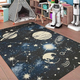 Alfombra Planetas Galaxia Azul 100x150cm Kreatex