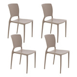 4 Cadeiras De Sala Jantar Tramontina Safira Furado Camurça