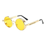 Óculos De Sol Bulier Modas Steampunk, Cor Amarelo Armação De Aço, Lente De Policarbonato Haste De Aço
