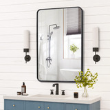 Espejo De Baño Grande Metálico 76x101cm Decorativo Para Pare