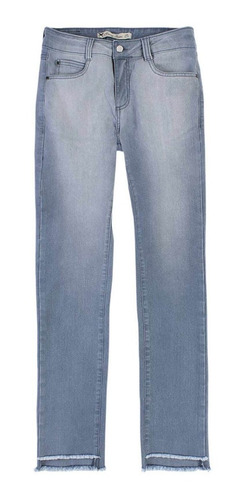 Calça Jeans Feminina Skinny Barra Desfiada Assimétrica