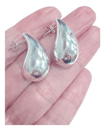 Aros De Plata 925 Gota Drop Hailey Chunky Tendencia 