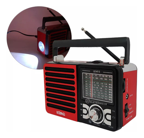 Rádio Com Lanterna P2 Função Bluetooth Estilo Retro Fm Am Sw