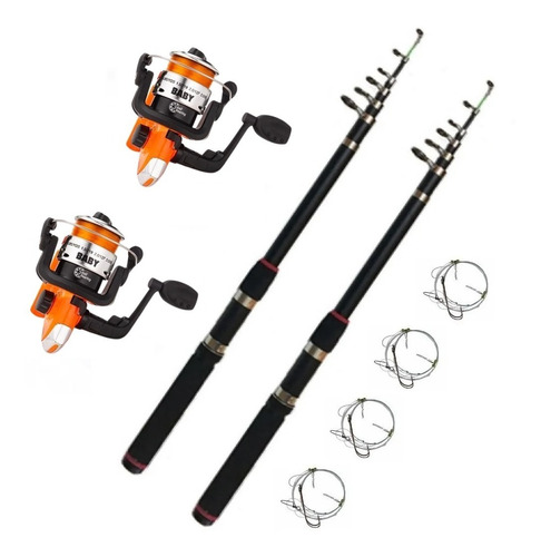 Combo De Pesca: 2 Reel + 2 Cañas 2.10mts + 4 Líneas Oferta