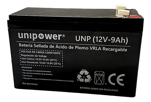 Batería 12v 9ah Recargable, Libre De Mantenimiento, Vrla