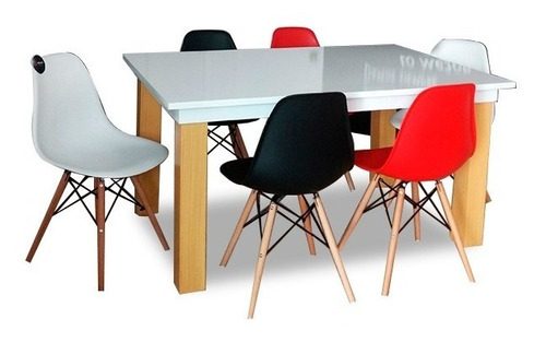 Comedor Eames Minimalista Mod Emboscada Colors 6 Sillas