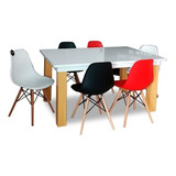 Comedor Eames Minimalista Mod Emboscada Colors 6 Sillas