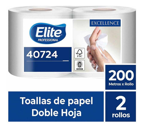 Toalla Elite De Papel Doble Hoja 200mts Excellence 40724.