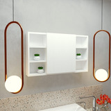 Mueble Botiquin Para Baño 80x50x12 - 1 Espejo Central Color Blanco