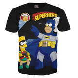 Camiseta Los Simpsons Homero Bart Superheroe Adulto 