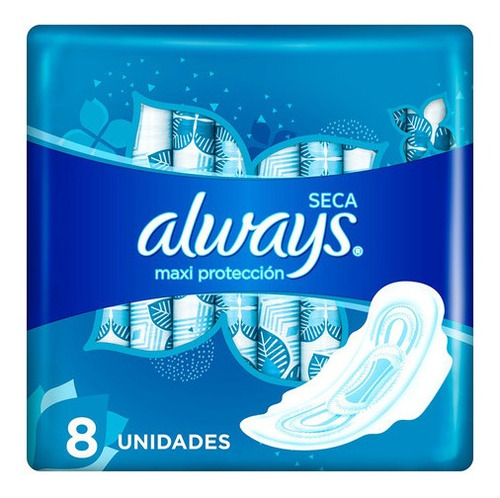 Toallitas Femeninas Always Seca Maxi Protección Con Alas 8 u