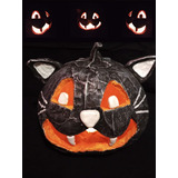 Calabaza Adorno Decoración Halloween Forma De Gato Negro