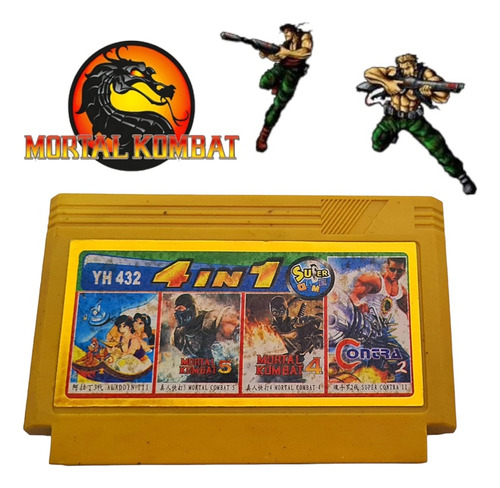 Jogo Super 4 Em 1 Nes 60 Pinos - Contra, Mortal Kombat