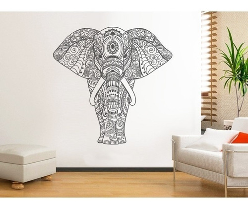 Vinilo Decorativo Pared Elefante Mandala Geometrico