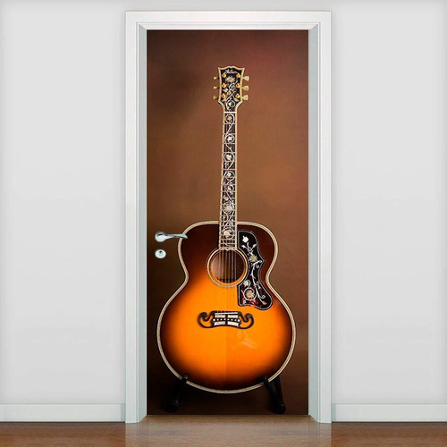 Adesivo Para Porta Musica Violão Gibson-73x210cm