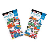 Set X 12 Stickers Transportes En Goma Eva 10 Un C/u