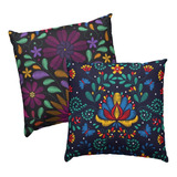 Cojin Decorativo Moderno Mexicano Huichol Set 2pz