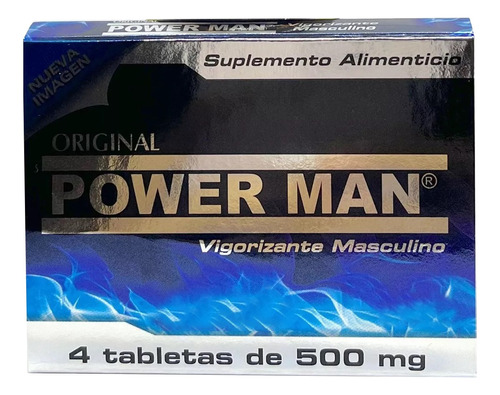 Power Man Vigorizante, Pastilla Azul 4 Tabletas De 500 Mg
