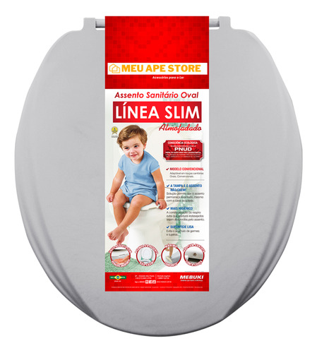 Assento Sanitário Almofadado Oval Universal Linea Mebuki Off