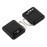 Mini Cargador Power Bank De 10000 Mah Con Cable