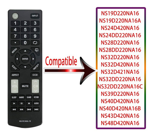 Control Insignia Ns-rc4na-16 Modelo Ns-55d420na16 , Ns-60e44