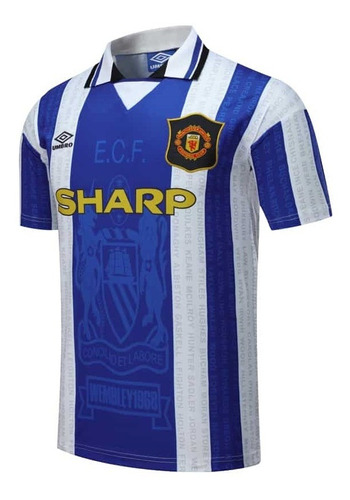 Camisa Manchester United Retrô 94/96 Azul E Branca - Umbro