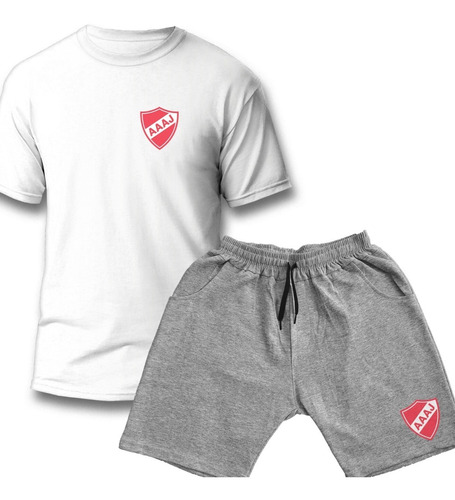 Conjunto Remera Y Short Algodon Futbol Argentino Blanco/gris