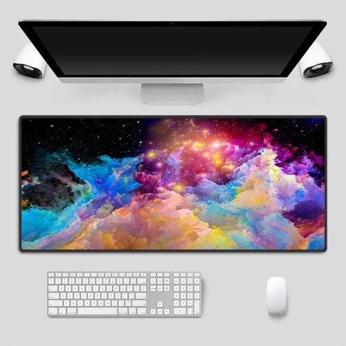 Mouse Pad Grande 90x40 Couro Gamer Desk Pad Galáxia Aurora