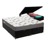 Cama Box Queen Com Bau Ortobom D33 Light Preto