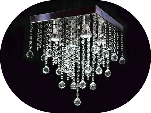 Lustre De Cristal Acrilico 30x30 Vai Montado Lampada Inclusa