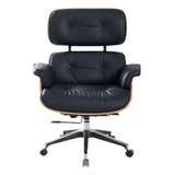 Sillon Eames Lounge Chair Con Ottoman Negro, Cuero Thome