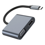 Hub Adaptador Usb-c 4 X 1 Alumínio Para Hdmi Vga Usb3.0