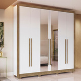 Guarda-roupa Casal Mdf Kappesberg E 6 Portas Branco/nogueira