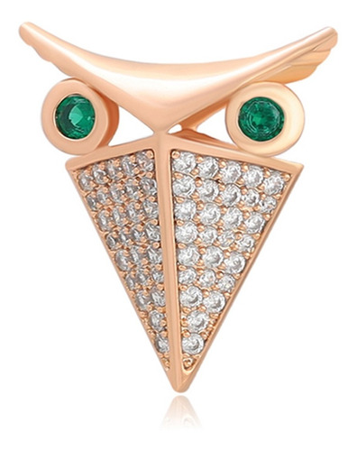 Broche Búho Oro 18k Lam Swarovski Verde Pin Prendedor Mujer