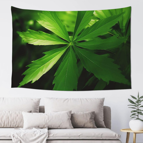 Adanti Green Leaves Print Tapestry Decorative Wall Soft Wid.