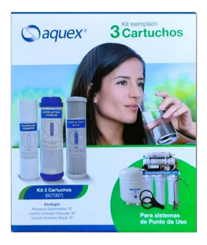 Kit Cartuchos Para Filtro De Agua Domestico Aquex  Pp Cb Gac