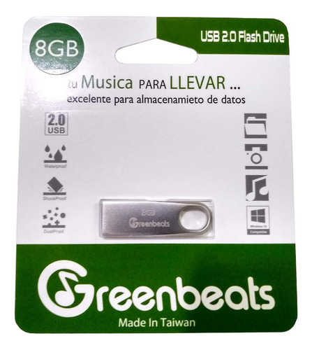 Memoria Usb Greenbeats 16gb 2.0 Flash Drive Metálica