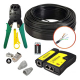Cable Exterior Utp Cat 6 100mts+crimpeadora+tester+rj45+bate